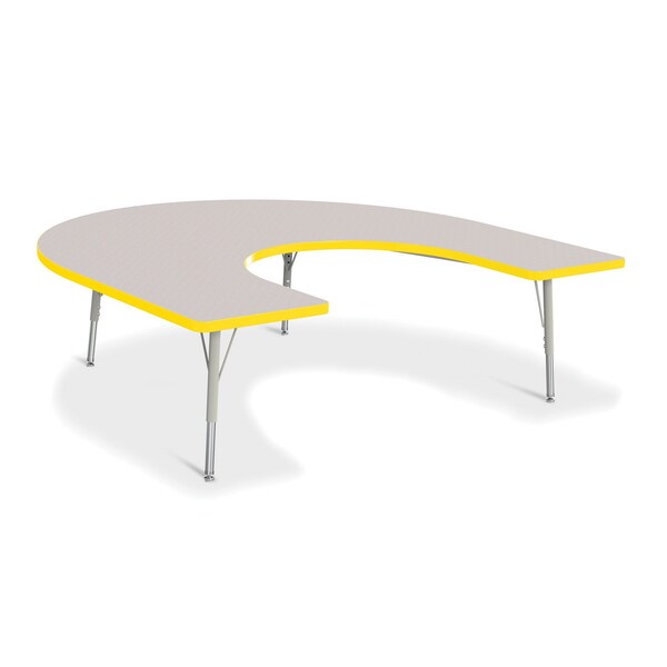Berries Horseshoe Activity Table, 66 in. x 60 in., E-height, Freckled Gray/Yellow/Gray